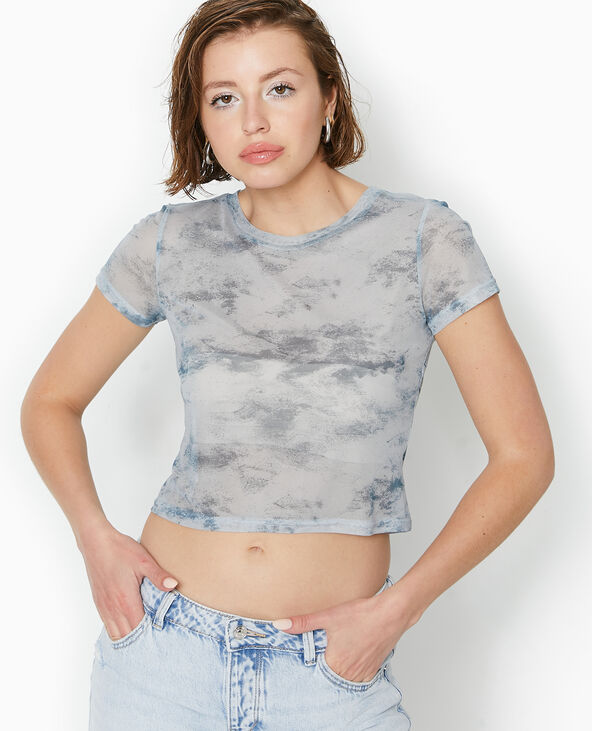 Top court en mesh bleu - Pimkie