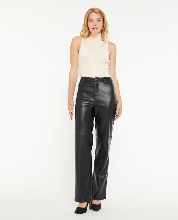Pantalon droit en simili cuir noir - Pimkie