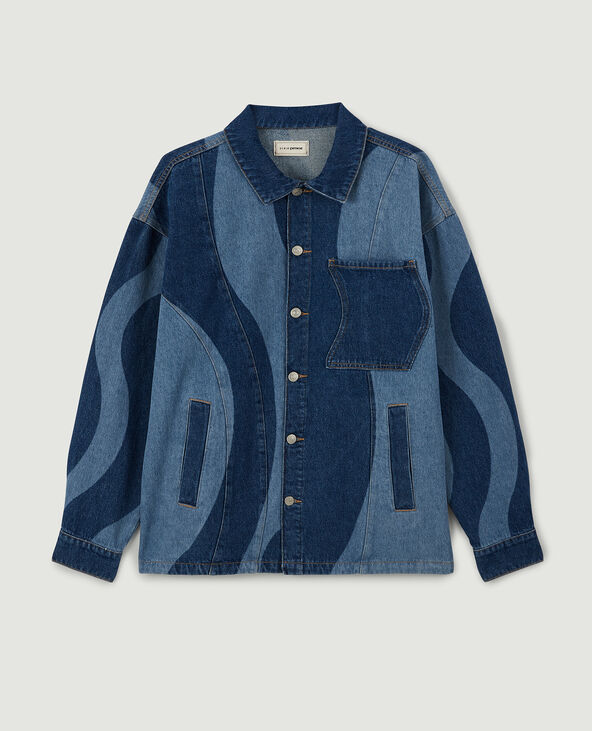 Veste en jean motif vagues bleu - Pimkie