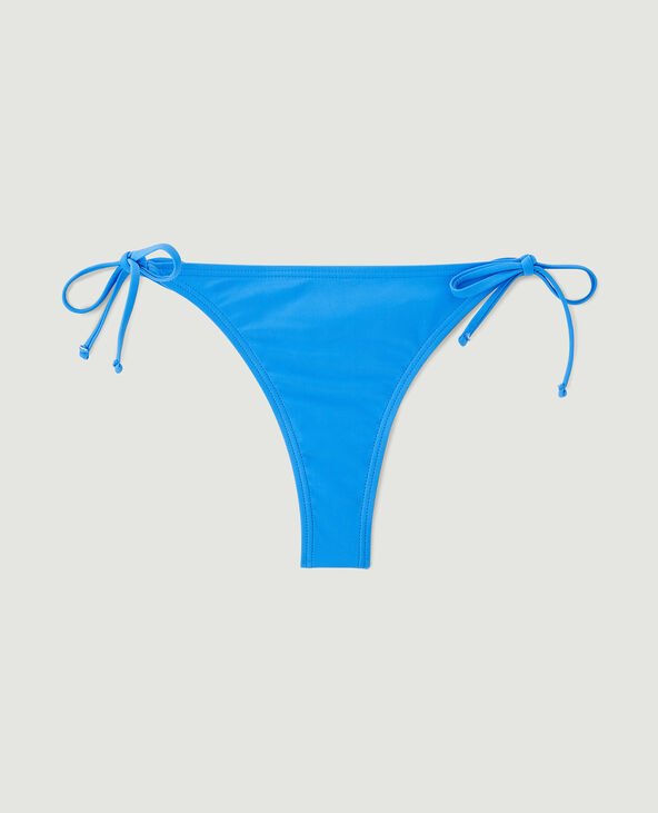 Bas de maillot tanga avec nouettes bleu - Pimkie