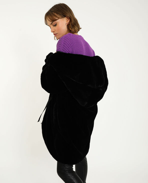 Manteau fausse fourrure noir - Pimkie