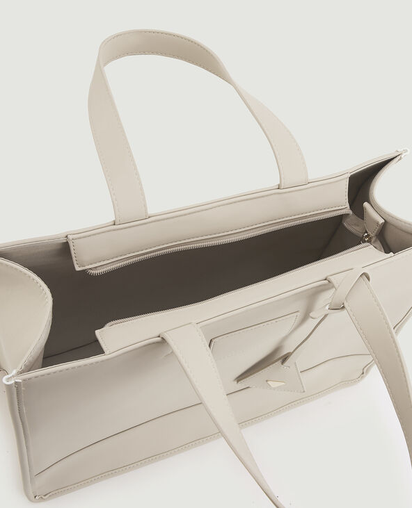 Grand sac cabas zippé écru - Pimkie