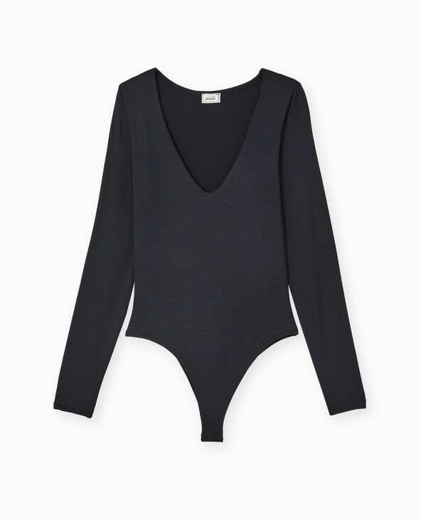 Body manches longues en matière gainante noir - Pimkie