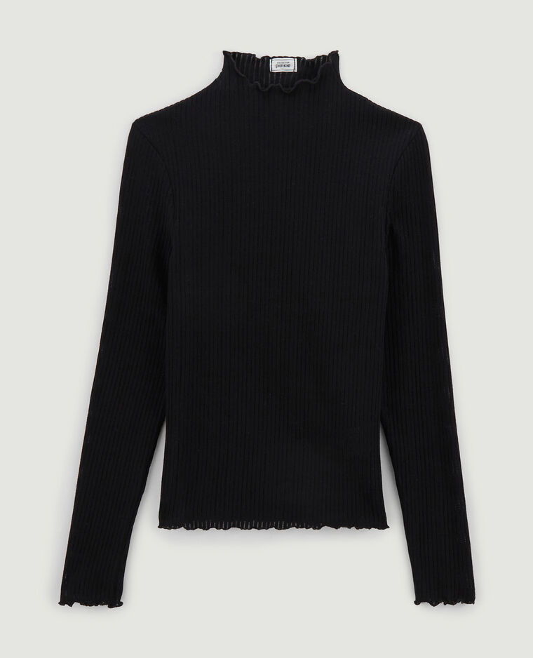 T-shirt manches longues col montant noir - Pimkie
