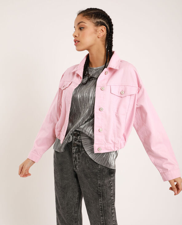 Veste en hotsell jean courte rose