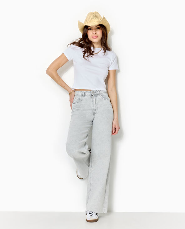 Jean wide taille haute gris - Pimkie