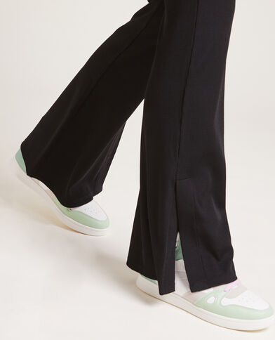 Pantalon flare en maille côtelée noir - Pimkie