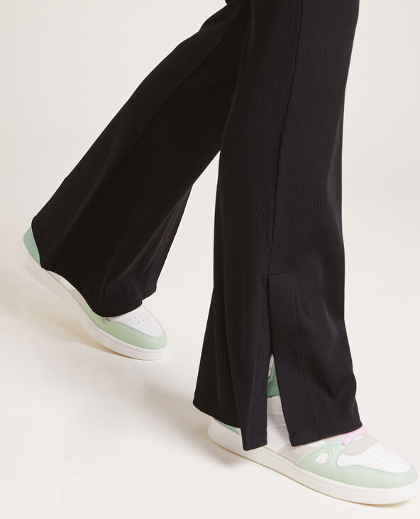 Pantalon flare en maille côtelée noir - Pimkie