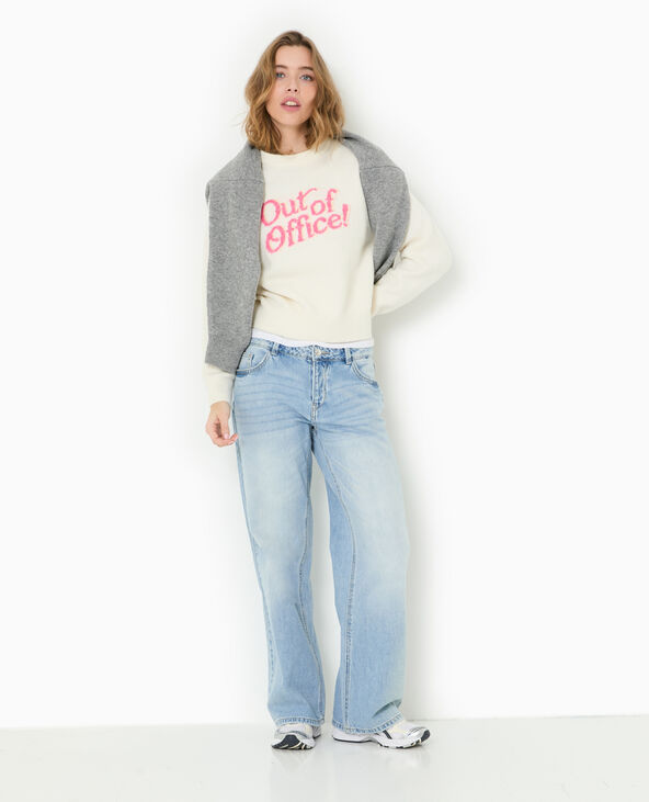 Pull en maille avec message blanc - Pimkie