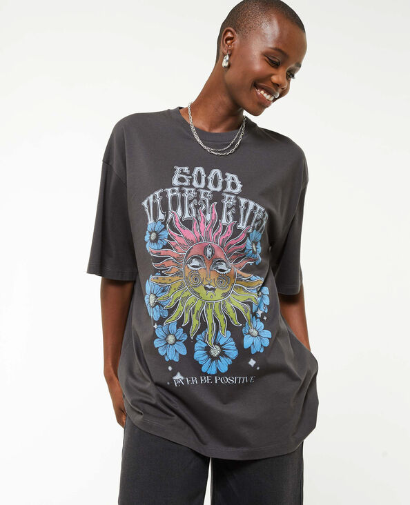 T-shirt oversize avec print gris foncé - Pimkie