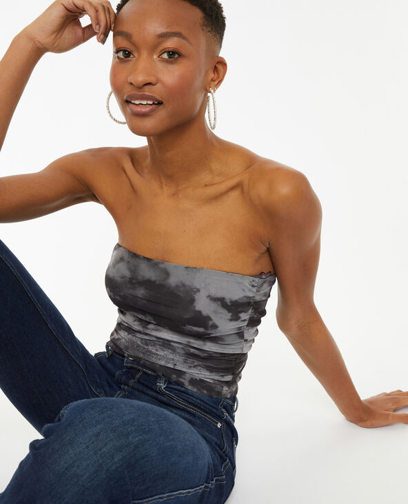 Top bustier en tulle effet marbré gris - Pimkie