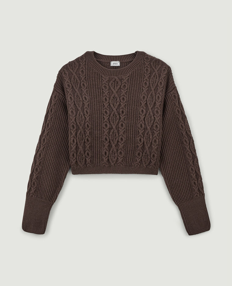 Pull cropped en maille fantaisie marron - Pimkie