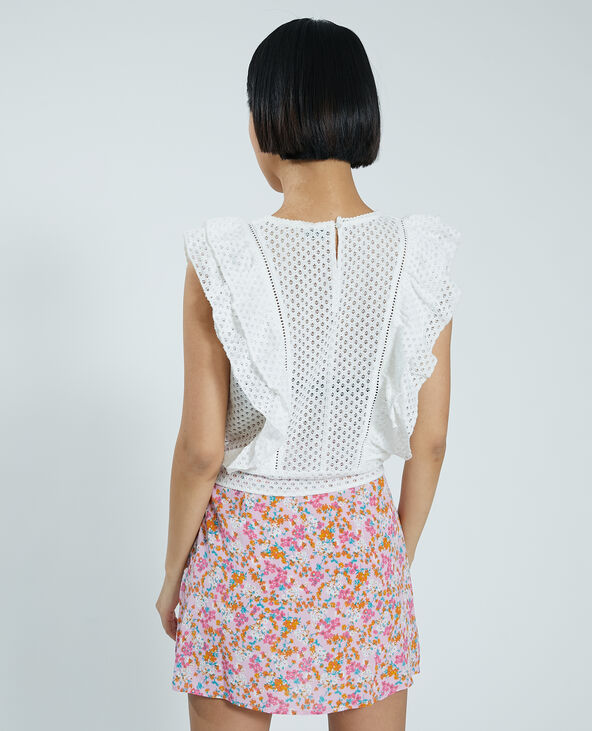 Top dentelle et volants blanc - Pimkie