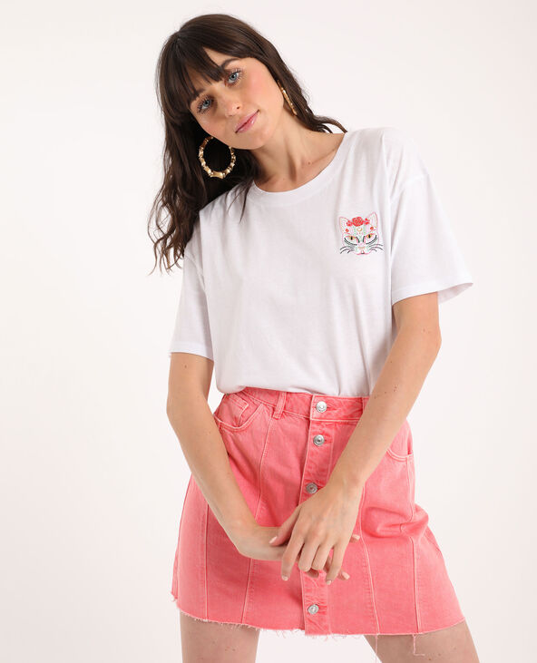 T-shirt chat blanc - Pimkie
