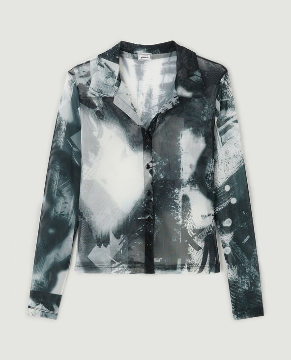 Chemisier en maille micro-mesh noir - Pimkie