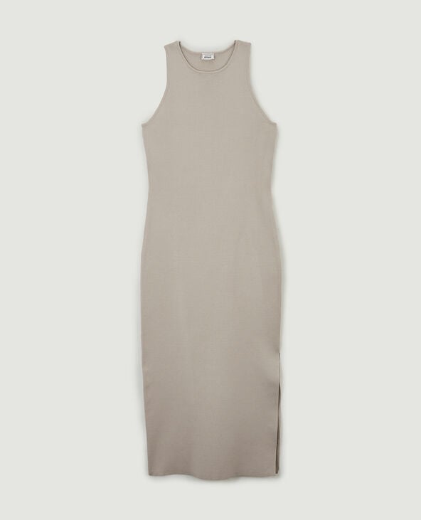 Robe moulante longue maille tricot taupe - Pimkie