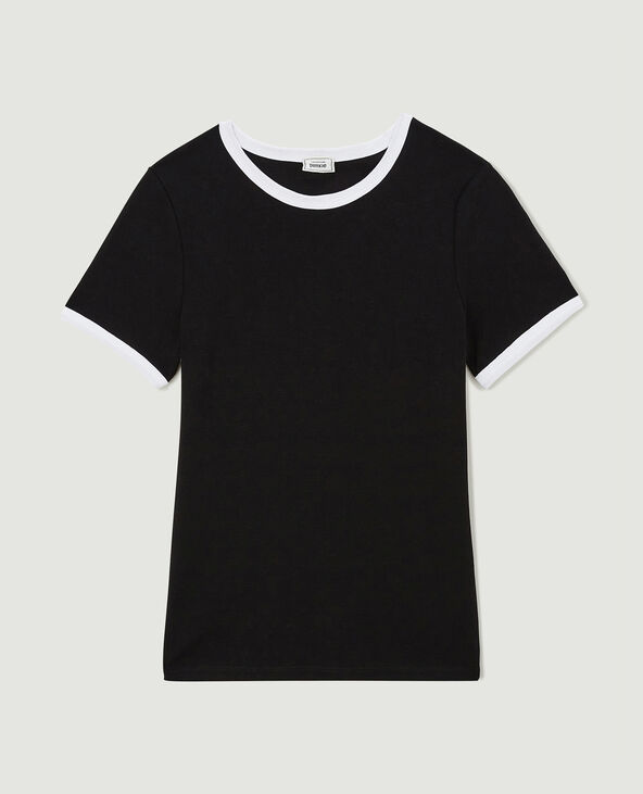 T-shirt manches courtes avec bords contrastés noir - Pimkie