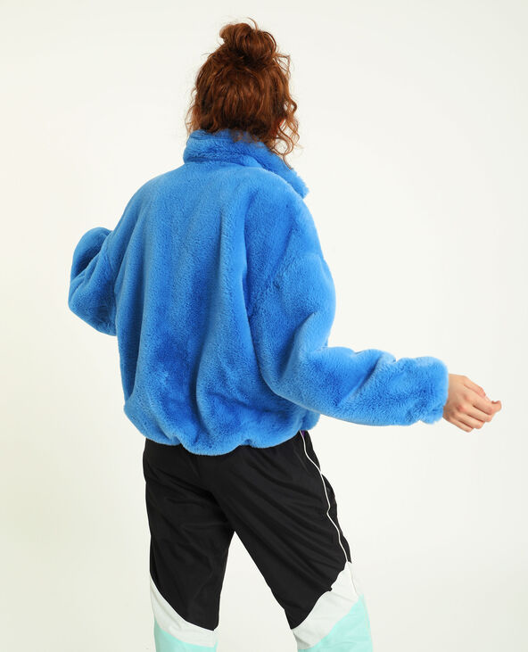 Blouson en fausse fourrure bleu - Pimkie