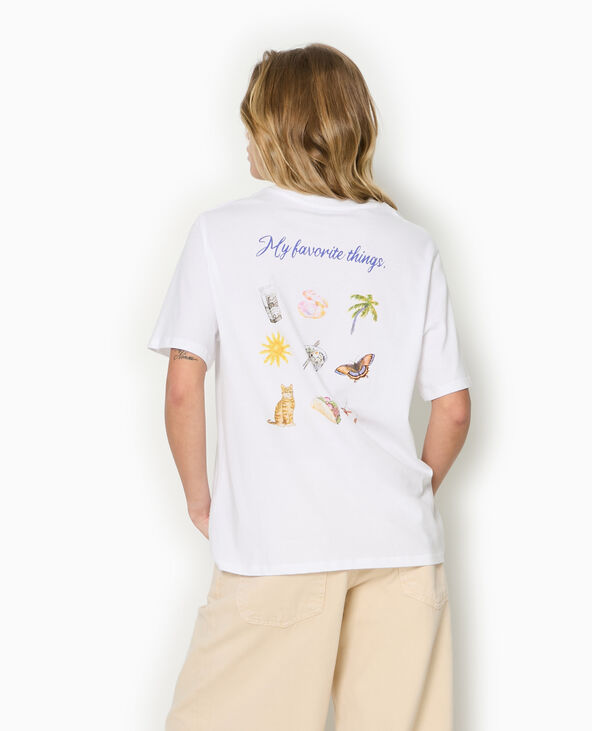 T-shirt ample avec print poitrine et dos blanc - Pimkie