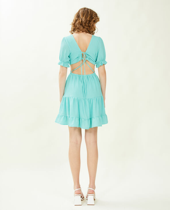 Robe courte dos-nu bleu turquoise - Pimkie