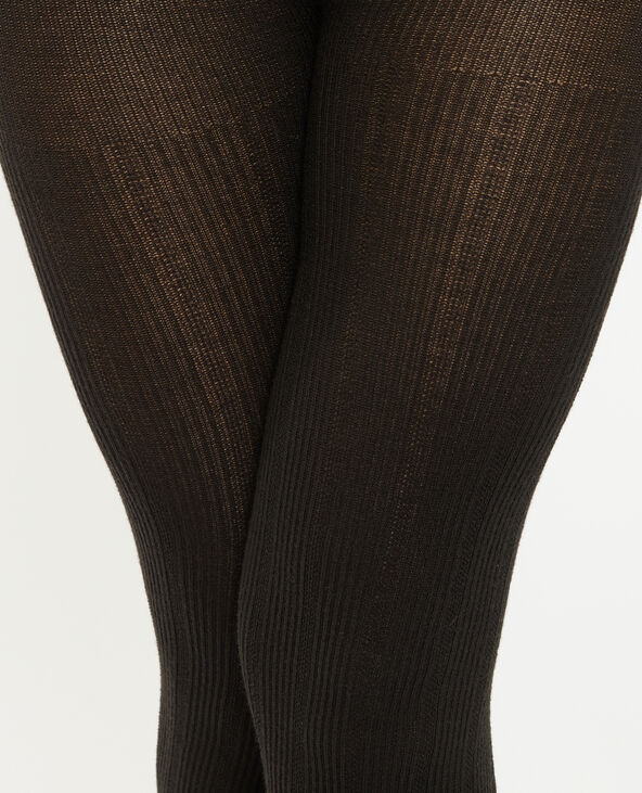 Collants en maille fantaisie effet rayé noir - Pimkie