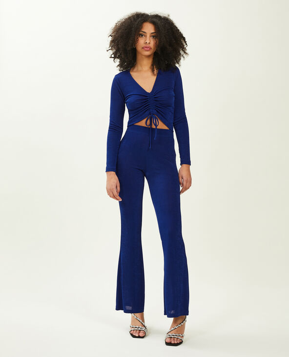 Pantalon flare en tissu fluide bleu électrique - Pimkie