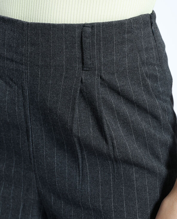 Pantalon large rayé gris chiné - Pimkie
