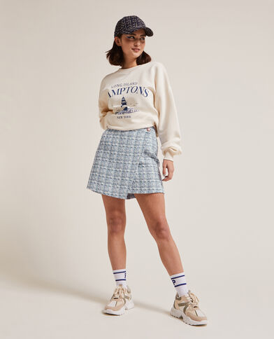 Jupe courte en tweed bleu - Pimkie