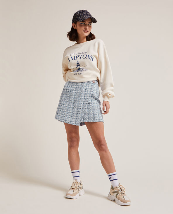 Jupe courte en tweed bleu - Pimkie