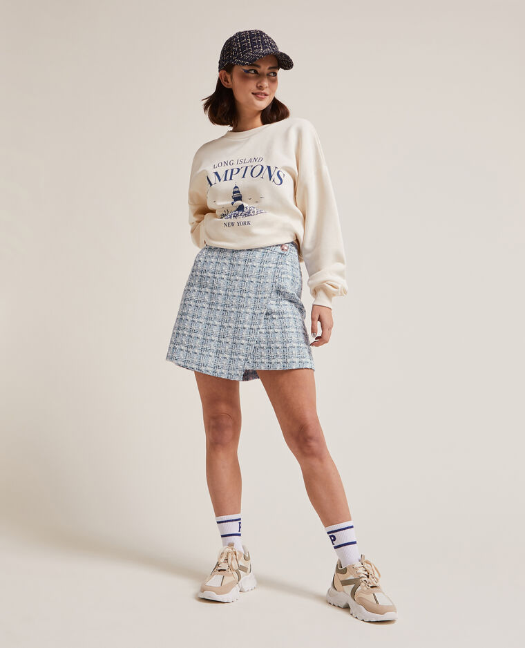 Jupe courte en tweed bleu - Pimkie