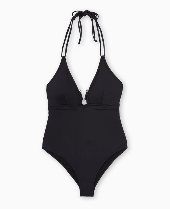Maillot de bain 1 pièce triangle décolleté V noir - Pimkie