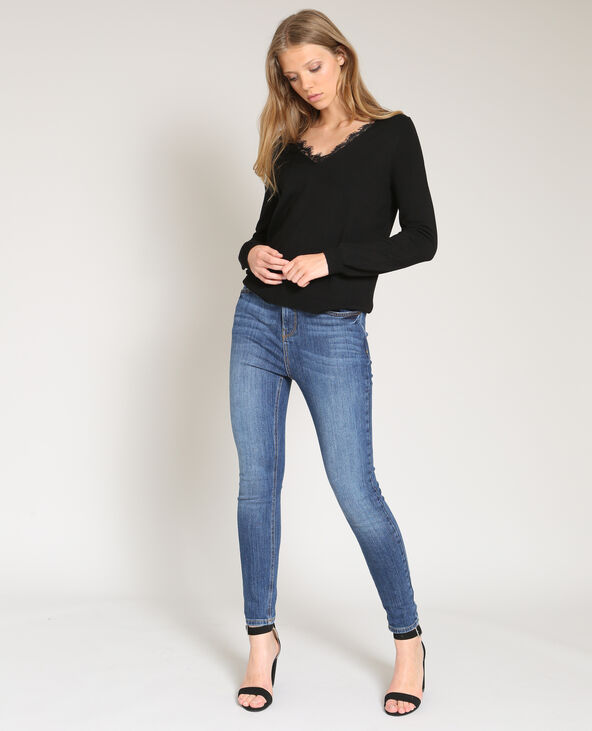 Pull à col V noir - Pimkie