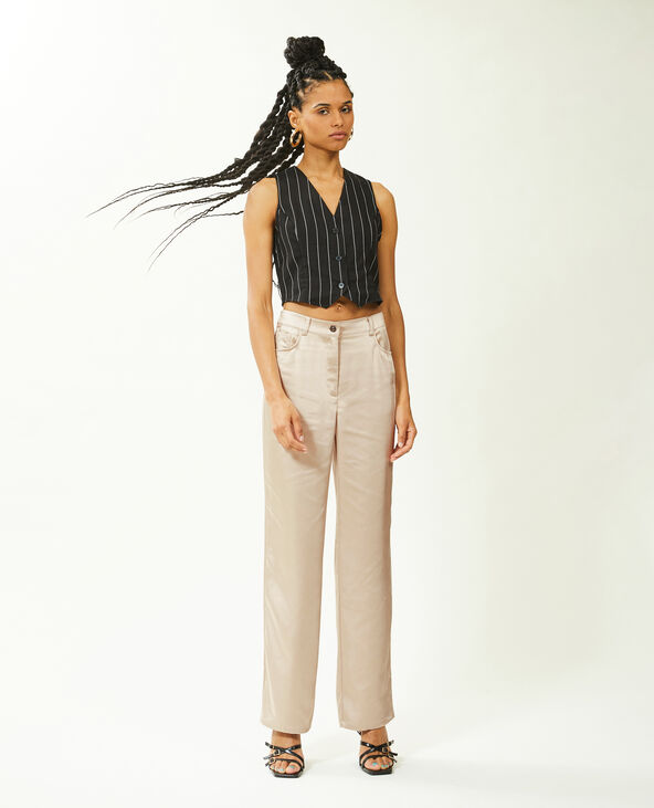 Pantalon droit en satin écru - Pimkie