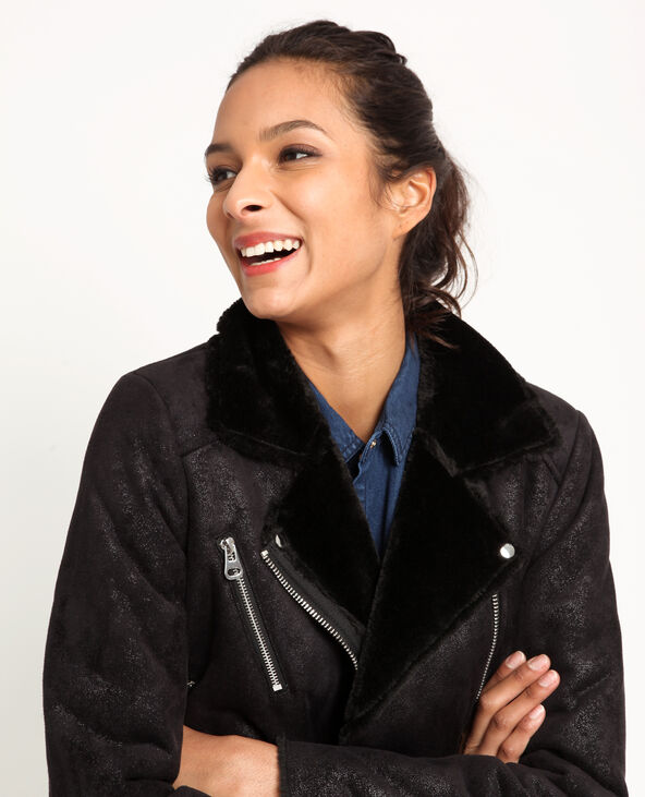 Blouson biker doublé noir - Pimkie