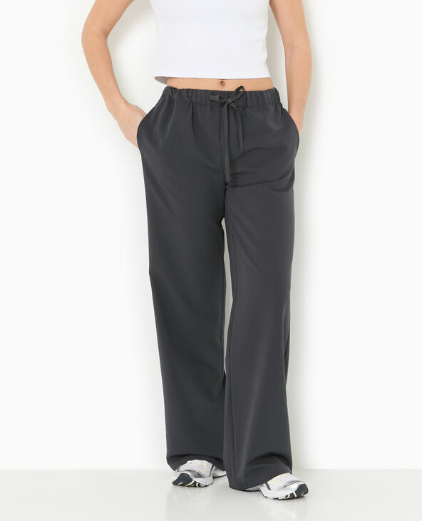 Pantalon large et fluide taille élastiquée gris - Pimkie