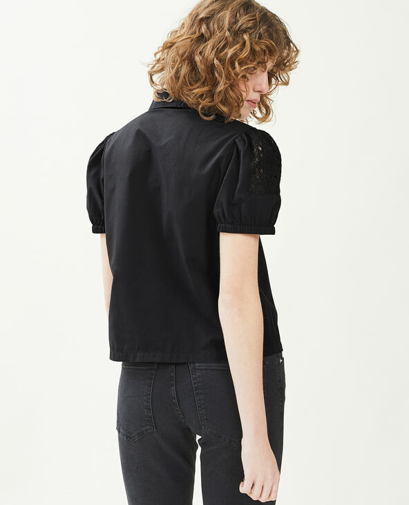 Chemise courte avec dentelle noir - Pimkie