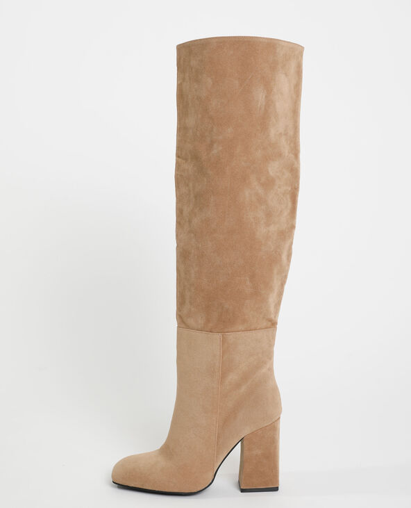 Bottes suédine à talon beige - Pimkie