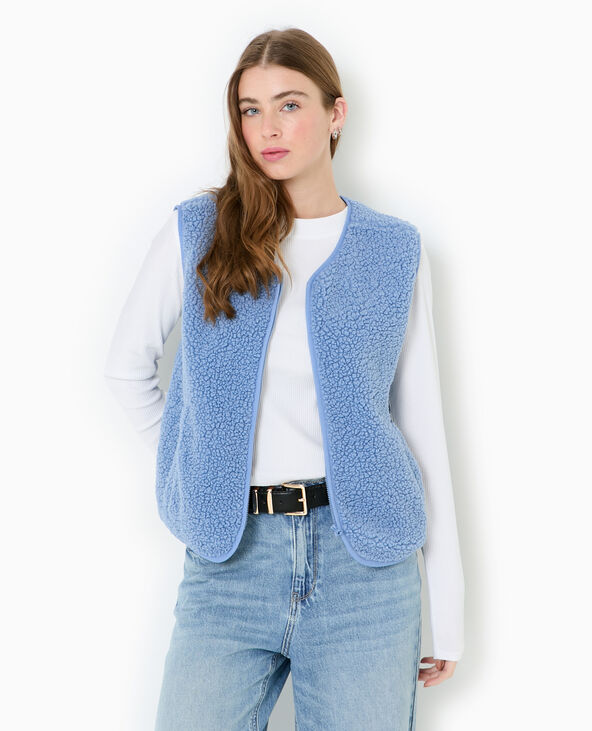 Gilet sans manches en sherpa effet mouton bleu - Pimkie