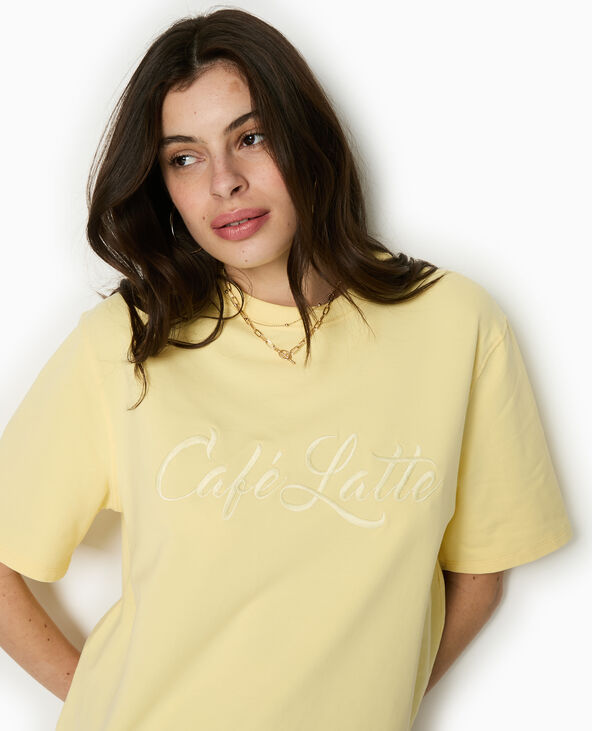 T-shirt épais avec broderie Jaune pâle - Pimkie