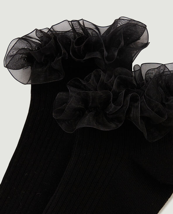 Paire de chaussettes avec volants en tulle noir - Pimkie