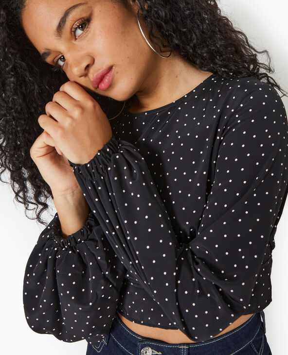 Blouse avec découpe dos et nœud noir - Pimkie