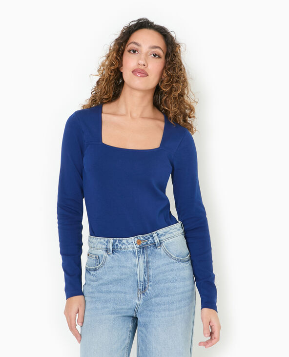 Body manches longues encolure carrée bleu marine - Pimkie
