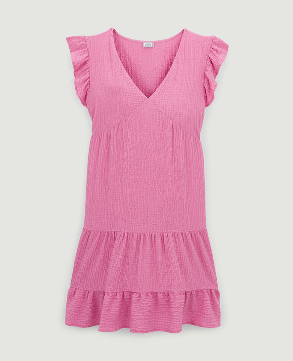 Robe courte tissu gaufré rose - Pimkie