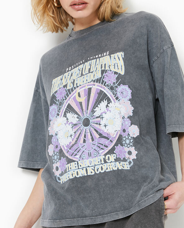 T-shirt oversize avec print devant gris - Pimkie