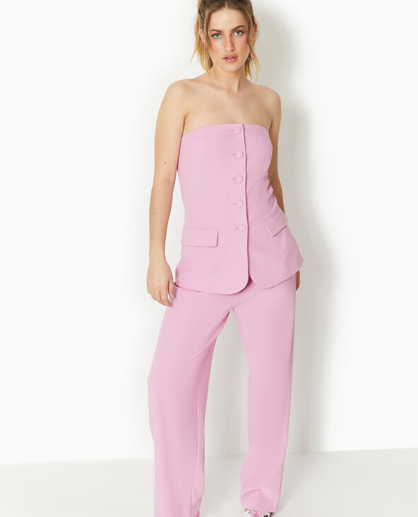 Top bustier avec boutons rose fuchsia - Pimkie