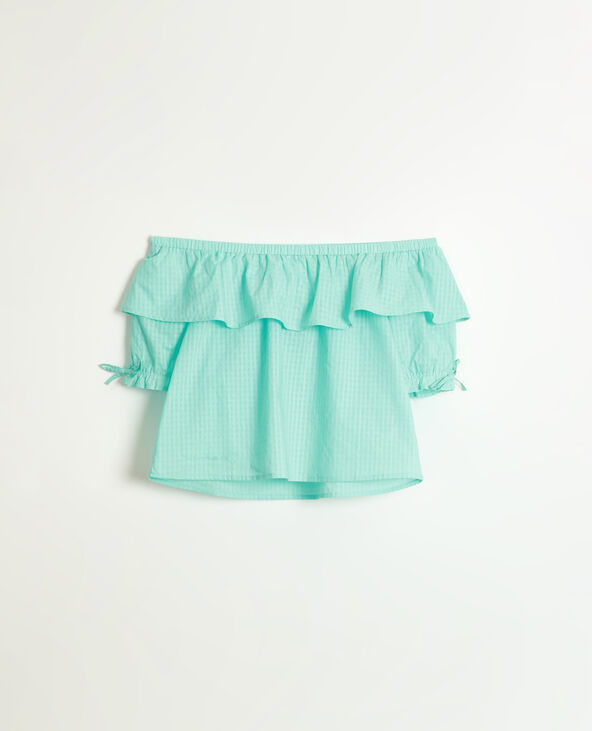 Top Vichy bleu turquoise - Pimkie