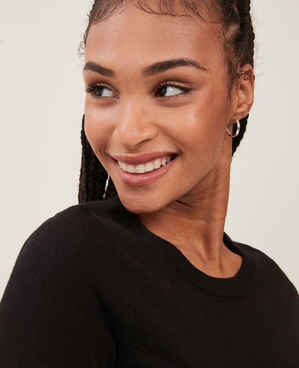 Pull manches courtes en maille fine noir - Pimkie
