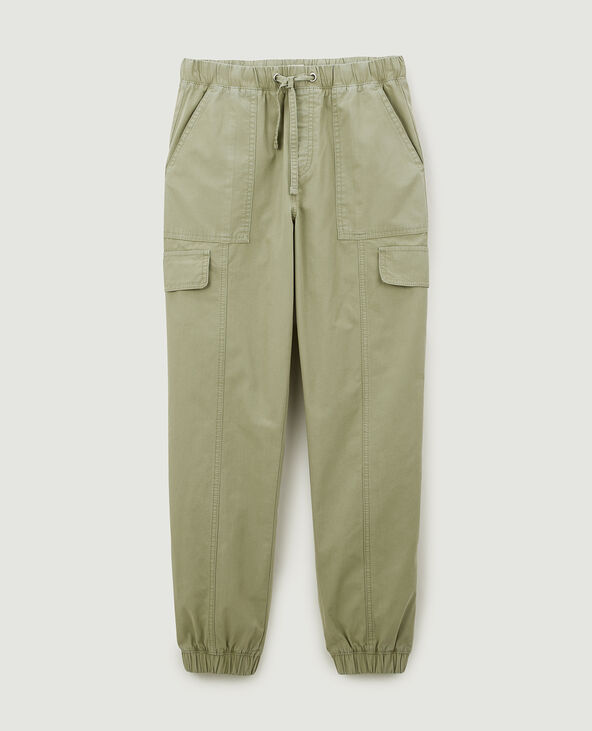 Pantalon cargo taille et bas élastiqués vert de gris - Pimkie