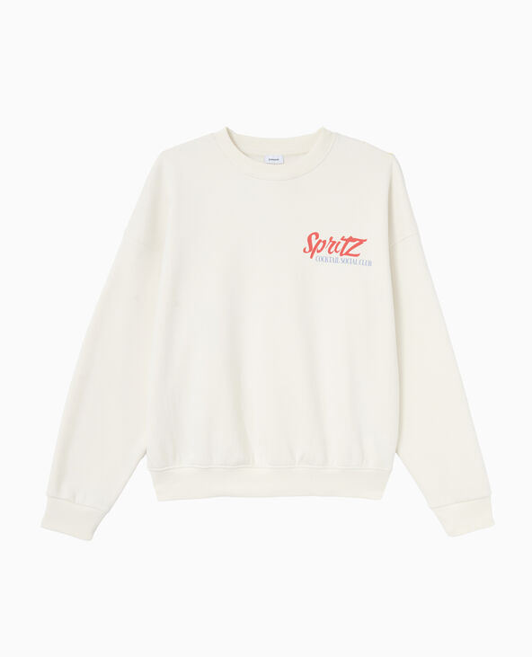 Sweat oversize avec print poitrine et dos blanc - Pimkie