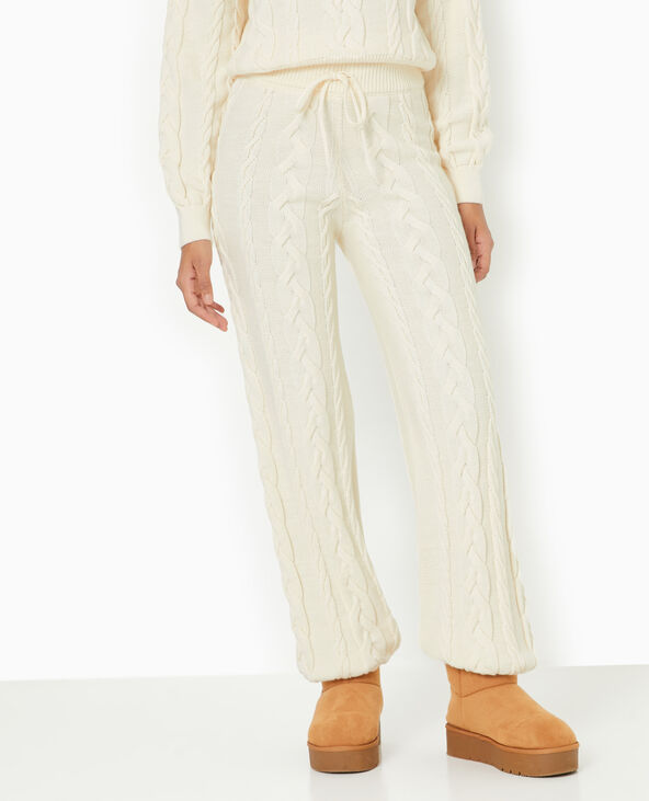 Pantalon droit en maille torsadée blanc - Pimkie